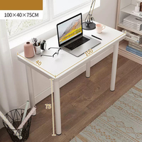 Bureau d'ordinateur rectangulaire blanc, mobilier de bureau pratique pour poste de travail et bureau à domicile