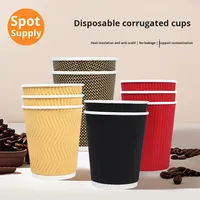 Gobelet en carton ondulé jetable, épaissi, isolant thermiquement, avec couvercle, pour boissons chaudes, fabriqué en Chine, personnalisable