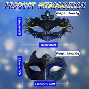 <span class=keywords><strong>Masque</strong></span> <span class=keywords><strong>de</strong></span> mascarade pour couples, ensemble <span class=keywords><strong>de</strong></span> masques <span class=keywords><strong>de</strong></span> fête, <span class=keywords><strong>masque</strong></span> vénitien en ABS avec strass brillants pour bal, Halloween et mariage - Product Image 4