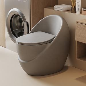 WC moderne populaire à double chasse, à sortie verticale, avec abattant à fermeture douce, allongé, coloré, noir mat, pour salle de bain, à poser au sol - Product Image 2