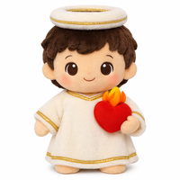 Peluche personnalisée Jésus, poupée biblique personnalisée avec un ange tenant une flamme en forme de cœur, idéale pour les cadeaux religieux