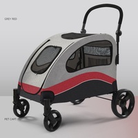 Moyen et grand chariot multifonctionnel pour animaux de compagnie multi chat chien extérieur respirant pliant grand chien poussette 4 roues