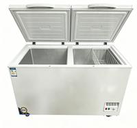 Congélateur coffre commercial autonome 385L, température unique, refroidissement direct, acier inoxydable, 2 portes, pour la conservation de viande fraîche et de fruits de mer