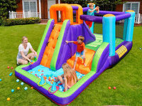 Château gonflable pour enfants avec toboggan extérieur et piscine à balles, salle de fête gonflable commerciale avec souffleur