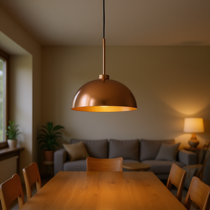 Luminaire suspendu en cuivre de style industriel moderne, 41 pouces, réglable, forme de bol, finition dorée, pour l'éclairage de la salle à manger - Product Image 2