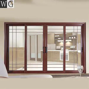 Puertas de madera con diseño interior, puerta corredera de cristal de aluminio, para carcasa