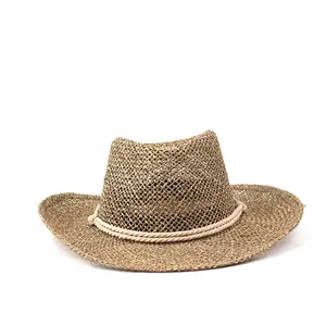 도매 사용자 정의 바다 잔디 대량 밀짚 모자 여성과 남성 여름 해변 태양 보호 바이저