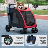 Poussette pour animaux de compagnie de taille moyenne à grande pour chiens âgés ou handicapés - Chariot de mobilité pliable en métal pour extérieur