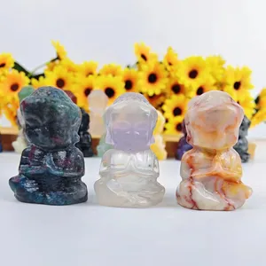 Penyembuhan 3 cm kerajinan kristal Buddha batu permata kecil ukiran rakyat kristal Buddha Mini untuk dijual