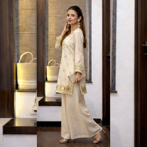 Kurta élégante en rayonne brodée Chikan à manches longues pour femme, tenue ethnique indienne, séchage rapide et sans plis, idéale pour les mariages - Product Image 1