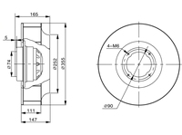 Everflow XH355FLW5A AC-Serie FLW Rückwärtsgekrümmter Radialventilator Aluminiumlegierung Flügel 380V 1380U/min 150W IP44 Kugellager OEM ISO