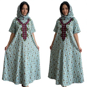 Vestido Mukhawar de Algodón Puro Indio con Dupatta de 4 Yardas, Estilo Árabe, Corte Holgado, Vestido Tradicional para Mujer, para un Look Elegante - Product Image 2