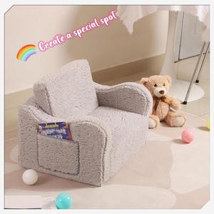 Canapé pour enfants avec design rabattable, en sherpa, sûr et fiable, fauteuil de jeu doux pour les tout-petits et les enfants - Product Image 3