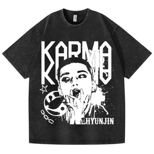 เสื้อยืดลาย kpop starykids ล้างแล้ว<span class=keywords><strong>กรรม</strong></span>คุณภาพสูงสไตล์ INS แขนสั้นคอกลมแขนสั้น Felix bangchan hyujin Han i.n ของขวัญ - Product Image 2