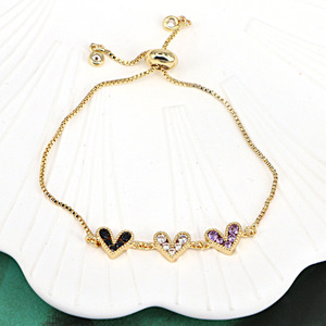 Dia das Mães feminino Dainty Mini Banhado A Ouro Cristal Colorido Cz amor Coração Charm Pulseiras para Mamãe Presentes de Aniversário - Product Image 4