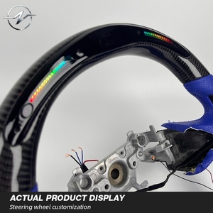 Volant de direction en cuir perforé bleu personnalisé pour voiture de sport, avec LED et <span class=keywords><strong>fibre</strong></span> de carbone, garantie 5 ans pour Infiniti - Product Image 4