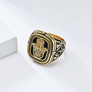 Bague rétro Fatima en acier inoxydable pour homme, style traditionnel, protection personnelle, pour l'Asie occidentale et l'Afrique du Nord - Product Image 5