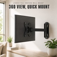 DMP LCD913 Dudukan TV LCD Full Motion untuk Monitor Dinding, Cocok untuk TV 13-30 Inch VESA 100 X 100 mm, Baja Hitam