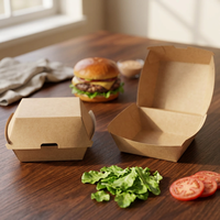 Caja Rígida de Cartón Kraft Marrón Desechable, Ecológica y Reciclable, para Comida para Llevar, con Relieve