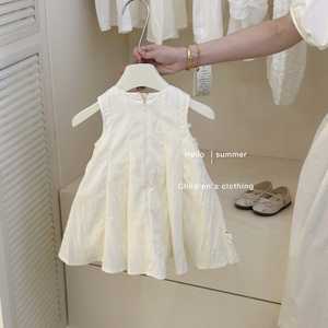 Abito Estivo Coreano Senza Maniche per Ragazze, Vestito a Tinta Unita con Fiocco, Casual e Carino - Product Image 4