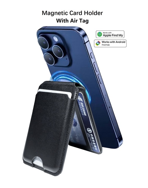 Wallet Card Stand Gps Tracker Find My Air Tag Ios Android Custom Leather Foldable Id Magnetic Airtags Phone Wallet Card Holder