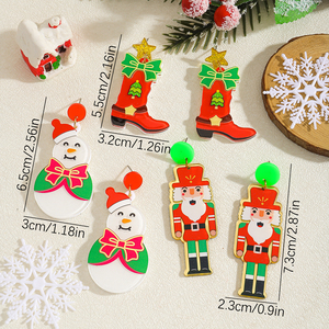 Vente en gros de boucles d'oreilles de Noël en acrylique mignon dessin animé casse-noisette <span class=keywords><strong>soldat</strong></span> bonhomme de neige <span class=keywords><strong>bottes</strong></span> de cowboy occidentales boucles d'oreilles pour femmes - Product Image 6