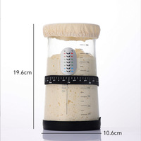 ARMADA Pot en verre à large ouverture de 1200 ml (42 oz) pour levain, avec couvercle et thermomètre, compatible lave-vaisselle et four, pour la cuisson du pain
