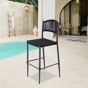 Pháp Đen Patio nhôm truy cập Chiều cao armless ghế đồ nội thất ngoài trời Vườn dệt dây cao thanh phân - Product Image 1