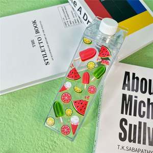 17Oz Milk Carton Water Bottles Plastic Clear Milk Bottle Leakproof Reusable Milk <b>Box</b> Juice Tea Jug for Travelling Sports Outdoor - Product Image 1