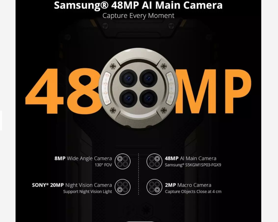 DOOGEE S96 Pro 8G 128 G48MPラウンドクワッドカメラ赤外線ナイト