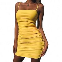 Nouvelles femmes Europe et amérique printemps et été Sexy pli Mini crayon slip robe couleur unie sangle sans manches tenue décontractée