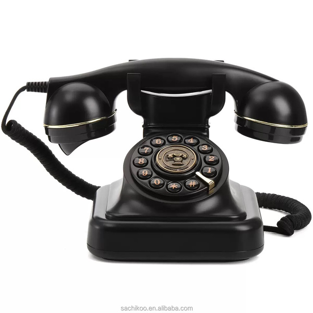 Antique Quality Moistureproof ABS Plastic Matte Black Press Keypad Phone Retro Recording Guestbook Optional Basic Telephone