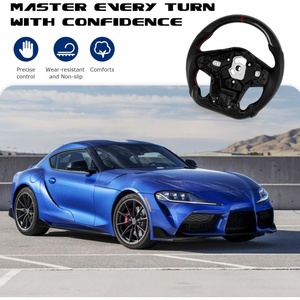 Volante de Fibra de Carbono Real para Toyota GR Supra 2019-<span class=keywords><strong>2022</strong></span>, Volante Deportivo en Forma de D con Cuero Nappa Perforado y Base Plana - Product Image 2