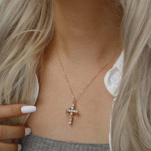 Collana <span class=keywords><strong>Girocollo</strong></span> Trendy in <span class=keywords><strong>Argento</strong></span> Sterling 925 con Ciondolo Rotante a Corona e Croce, con Charm a Corona, da <span class=keywords><strong>Donna</strong></span> - Product Image 4