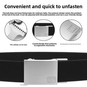 <span class=keywords><strong>Ceinture</strong></span> en sangle de polyester à haute élasticité de 3,5 cm avec <span class=keywords><strong>boucle</strong></span> automatique en alliage gravée au logo de l'usine pour hommes et femmes - Product Image 2