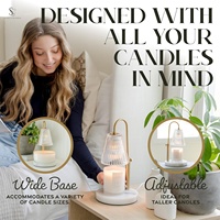 Lampe chauffe-bougie électrique sans flamme, compatible avec les bougies en pot, hauteur réglable, 4 ampoules halogènes, construction en marbre et laiton