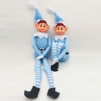 Jouet en peluche de Noël bleu et rose, elfe paresseux, poupée de Noël coquine, longue et flexible, 40*8cm