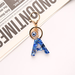 Llavero de Resina Azul Rey y Amuleto de Ojo Turco para Bolso de Mujer, 26 Letras Mayúsculas del Alfabeto Inglés, Aleación de Zinc - Product Image 6