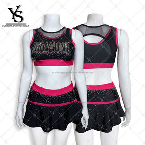 Ensembles de vêtements d'entraînement de cheerleading personnalisés sublimés avec strass, uniformes de cheerleading avec bretelles - Product Image 2