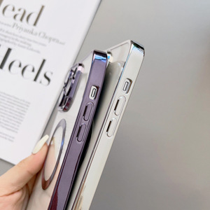 Sang trọng Electroplated mềm <span class=keywords><strong>TPU</strong></span> chống sốc bảo vệ trường hợp điện thoại với đầy đủ máy ảnh bảo vệ cho iPhone 15 Pro Magnetic Cover quay lại - Product Image 5