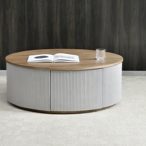 Phòng khách kiểu Scandinavia có ngăn kéo tròn để đồ, bàn trà lớn kiểu Mỹ, bàn trà gỗ sồi nhỏ cho hộ gia đình. - Product Image 3