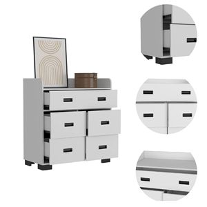 Commode à 5 tiroirs Edgemont en blanc - Solution de rangement élégante - Product Image 3