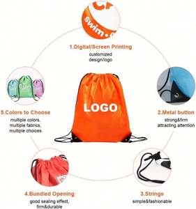 Custom Supermarket Shopping <b>Draw</b> String Back Bag Waterproof Drawstring Nylon Bag for Gift Homeless Hiking Gym - Product Image 2