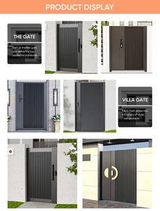 Porte d'entrée pivotante en aluminium avec panneau en verre <span class=keywords><strong>trempé</strong></span>, porte de sécurité moderne <span class=keywords><strong>pour</strong></span> villa, hôtel, cour - Product Image 4