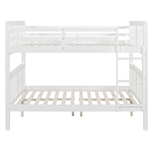 Full Over Full <b>Bunk</b> <b>Bed</b> With Ladder White For Bedroom Guest Room Furniture - Product Image 3