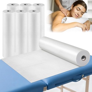 Rollo de sábanas desechables de tela no tejida precortadas con orificio para la cara, para camillas de masaje, salones de belleza, hoteles y mesas de examen. - Product Image 4