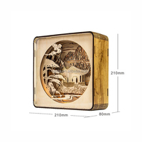 Lanterne en bois personnalisée école sculptée boîte de nuit 3D lumière LED boîte d'anime en bois cadeau pour cadeau d'anniversaire