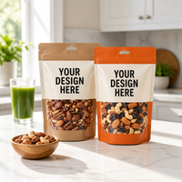 Op maat bedrukte staande pouch voor noten, trailmix, gedroogd fruit, voedselveilige, hersluitbare ziplock doypack verpakking met venster