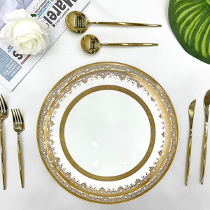 Vajilla de Lujo Dubai, Platos de Cerámica Blancos con Borde Dorado, Vajilla Moderna para Cena, Bodas, etc. - Product Image 6