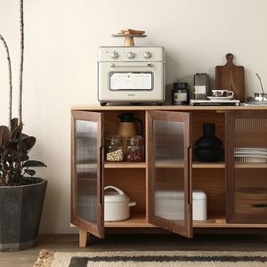 Nordic Style Solid Wood <b>Storage</b> <b>Sideboard</b> Natural Wood Color Black Walnut Or Oak For Living Room - Product Image 4